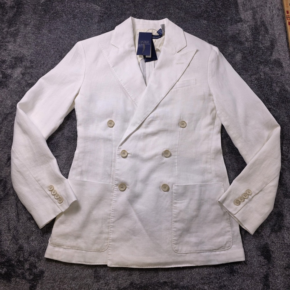Polo Ralph Lauren Double Breasted Linen Blazer Women 00 Jacket Elegant Old Money